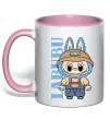 Чашка с цветной ручкой Labubu blue Нежно розовый фото