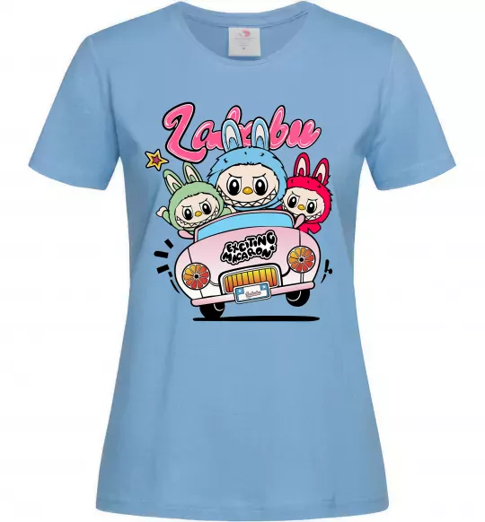 Жіноча футболка Labubu exciting macaron Блакитний фото