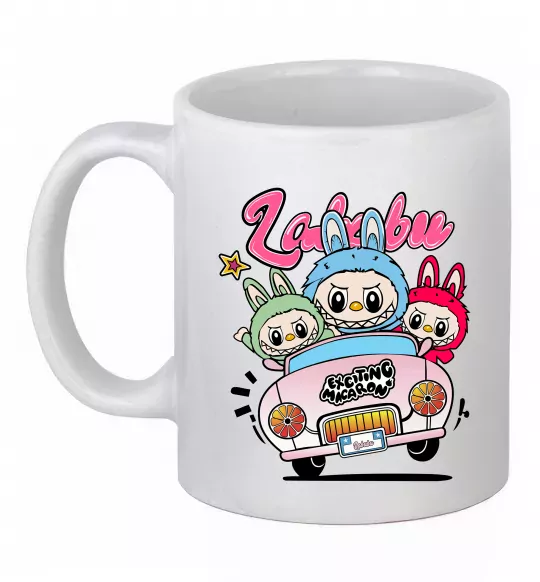 Чашка керамическая Labubu exciting macaron Белый фото