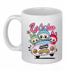 Чашка керамічна Labubu exciting macaron Білий фото