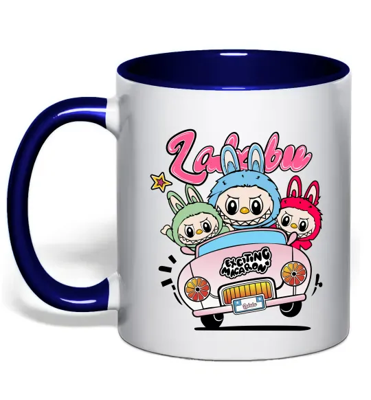 Чашка з кольоровою ручкою Labubu exciting macaron Глибокий темно-синій фото