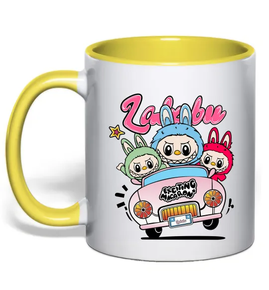 Чашка з кольоровою ручкою Labubu exciting macaron Лимонний фото