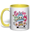 Чашка з кольоровою ручкою Labubu exciting macaron Лимонний фото
