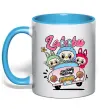 Чашка з кольоровою ручкою Labubu exciting macaron Блакитний фото