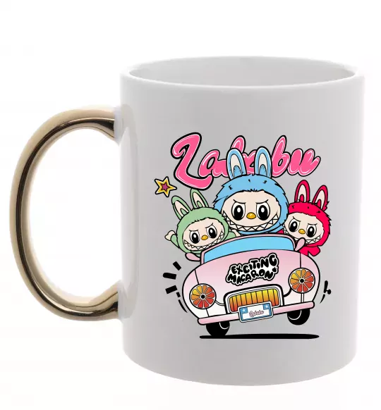 Чашка з кольоровою ручкою Labubu exciting macaron Золото фото