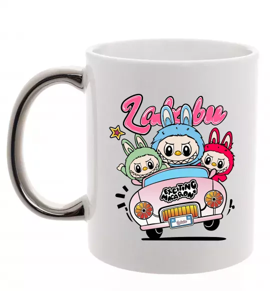 Чашка з кольоровою ручкою Labubu exciting macaron Срібло фото