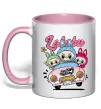 Чашка з кольоровою ручкою Labubu exciting macaron Ніжно рожевий фото