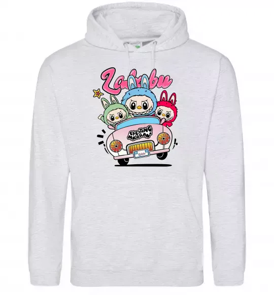 Женская толстовка (худи) Labubu exciting macaron Серый меланж фото