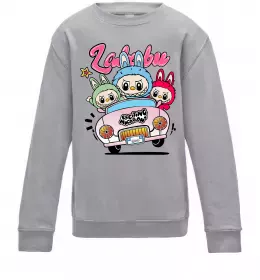 Детский Свитшот Labubu exciting macaron Серый меланж фото
