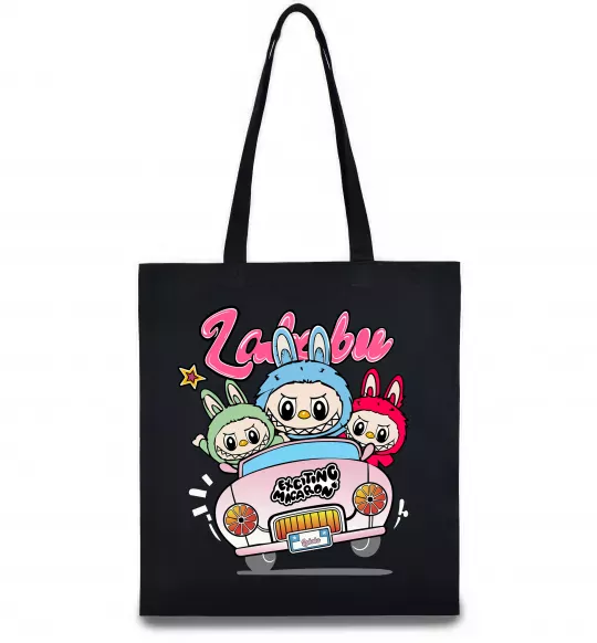 Еко-сумка Labubu exciting macaron Чорний фото