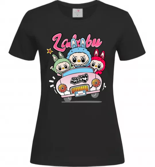 Жіноча футболка Labubu exciting macaron Чорний фото