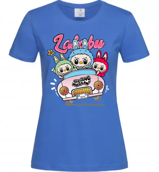 Жіноча футболка Labubu exciting macaron Яскраво-синій фото
