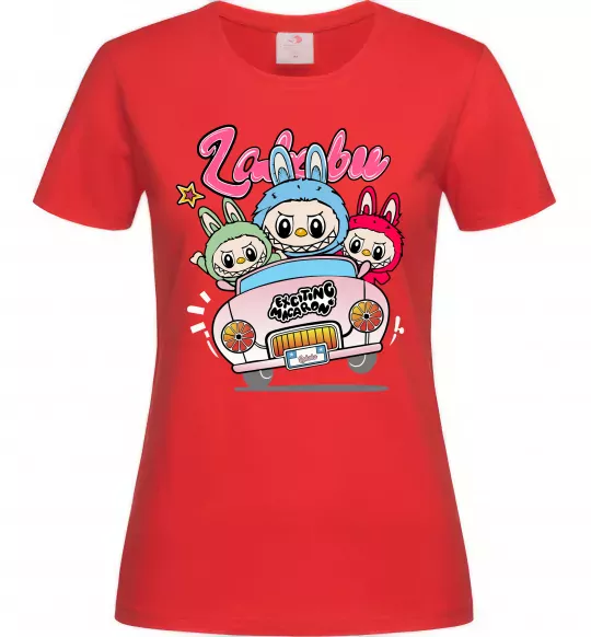 Жіноча футболка Labubu exciting macaron Червоний фото