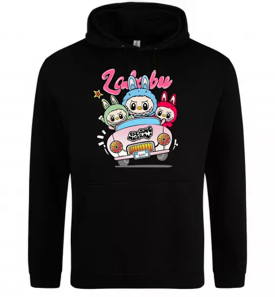 Мужская толстовка (худи) Labubu exciting macaron Черный фото