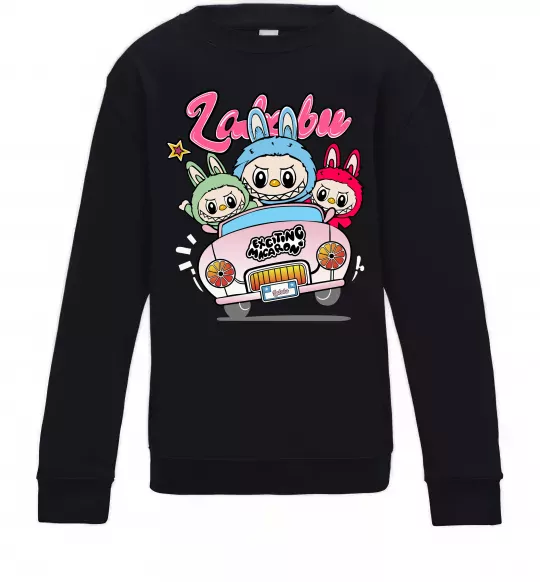 Детский Свитшот Labubu exciting macaron Черный фото