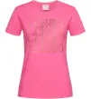 Женская футболка Labubu золотий напис Ярко-розовый фото