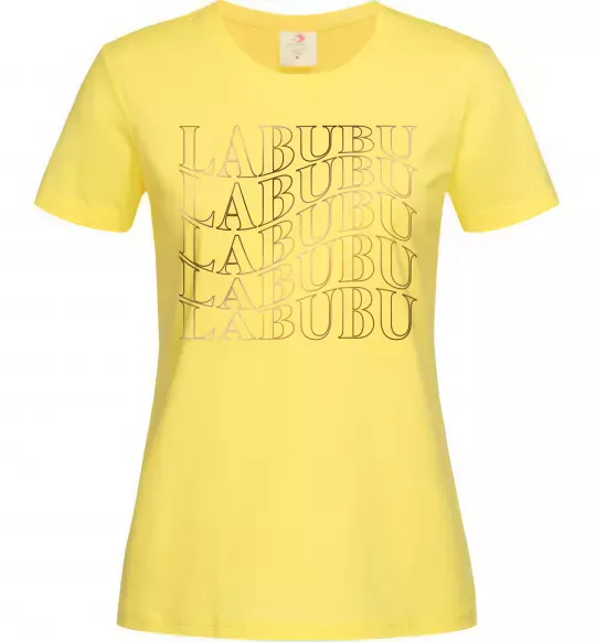 Женская футболка Labubu золотий напис Лимонный фото