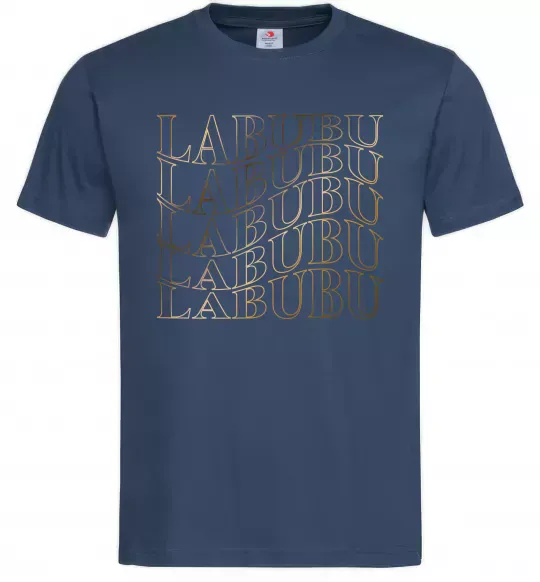 Чоловіча футболка Labubu золотий напис Темно-синій фото