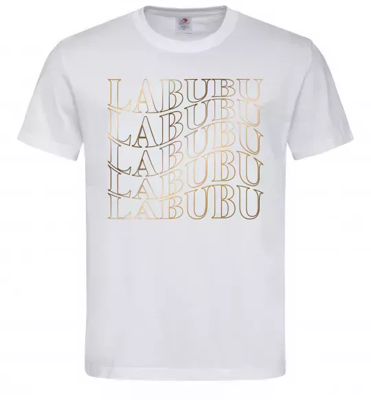 Чоловіча футболка Labubu золотий напис Білий фото