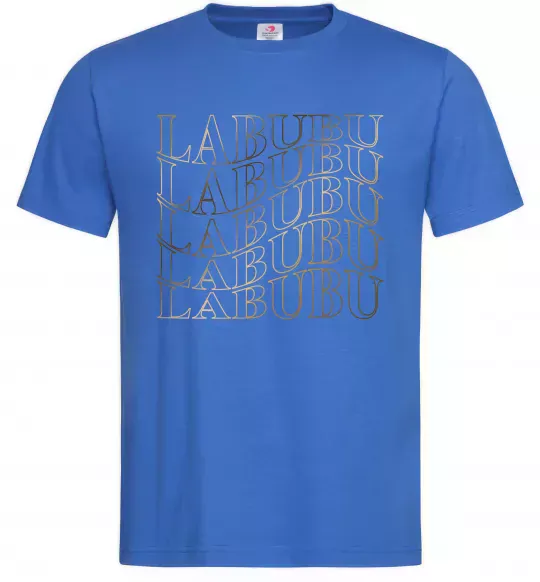 Чоловіча футболка Labubu золотий напис Яскраво-синій фото