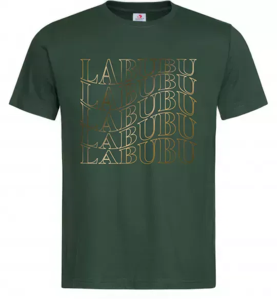 Чоловіча футболка Labubu золотий напис Темно-зелений фото