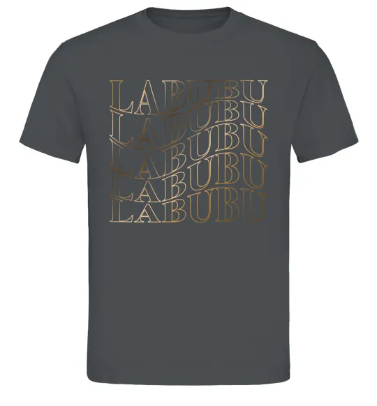 Чоловіча футболка Labubu золотий напис Графіт фото