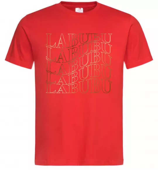 Чоловіча футболка Labubu золотий напис Червоний фото