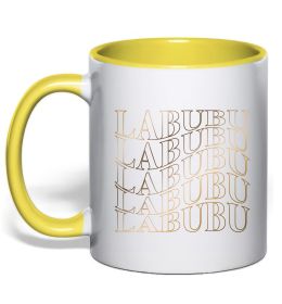 Чашка с цветной ручкой Labubu золотий напис