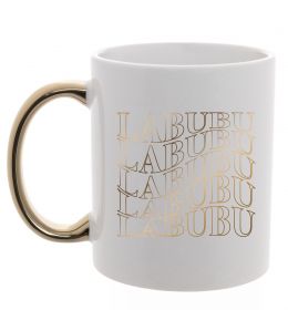 Чашка с цветной ручкой Labubu золотий напис