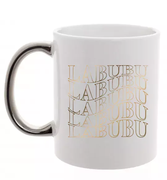 Чашка с цветной ручкой Labubu золотий напис Серебро фото