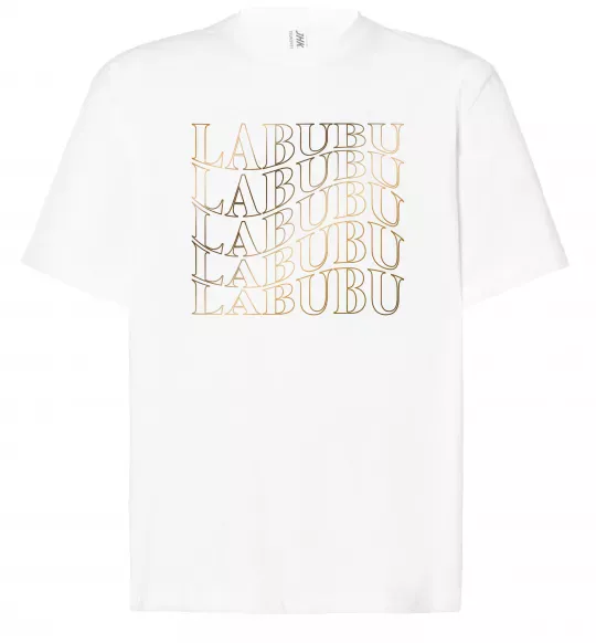 Футболка Оверсайз Labubu золотий напис Белый фото