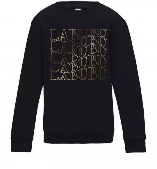 Детский Свитшот Labubu золотий напис Черный фото