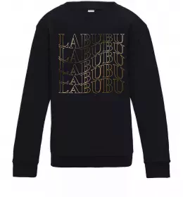 Детский Свитшот Labubu золотий напис Черный фото