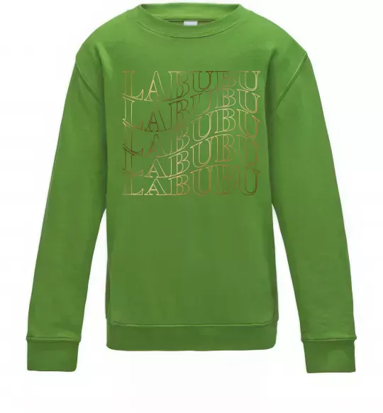 Детский Свитшот Labubu золотий напис Лаймовый фото