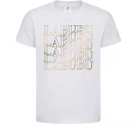 Детская футболка Labubu золотий напис Белый фото