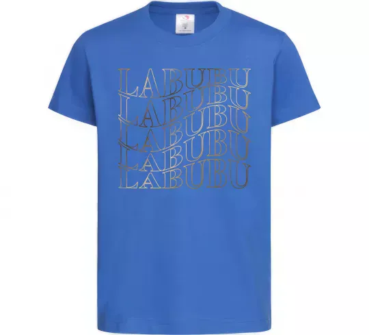 Детская футболка Labubu золотий напис Ярко-синий фото