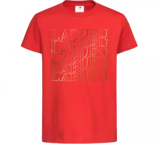 Детская футболка Labubu золотий напис Красный фото