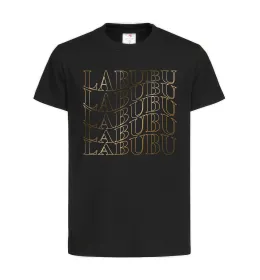 Детская футболка Labubu золотий напис Черный фото