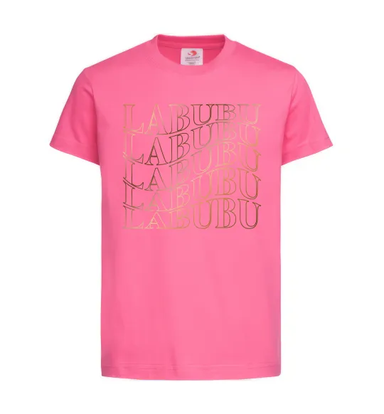 Дитяча футболка Labubu золотий напис Яскраво-рожевий фото