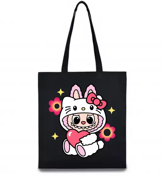 Еко-сумка Labubu Hello Kitty Чорний фото