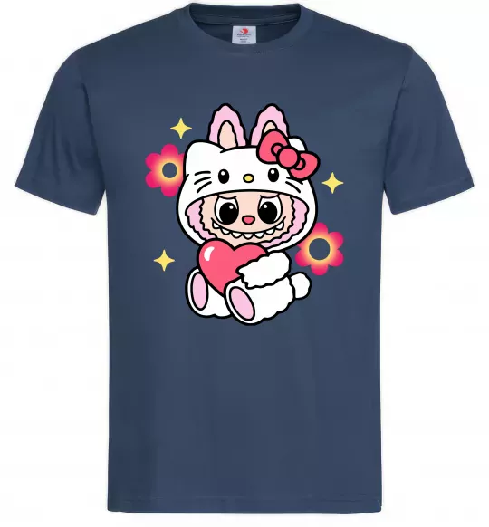 Чоловіча футболка Labubu Hello Kitty Темно-синій фото
