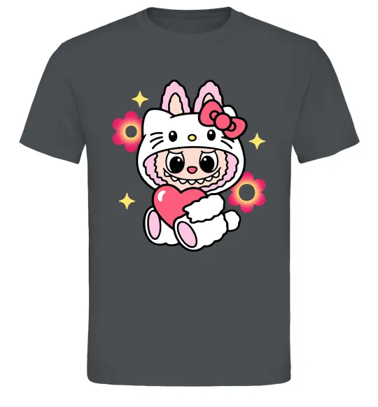 Чоловіча футболка Labubu Hello Kitty Графіт фото