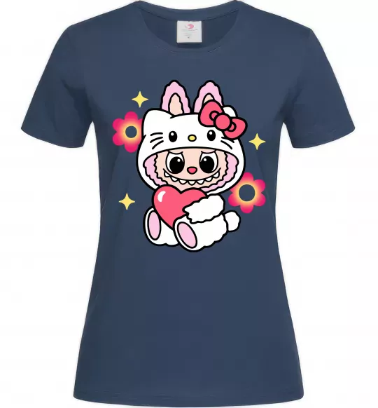 Женская футболка Labubu Hello Kitty Темно-синий фото