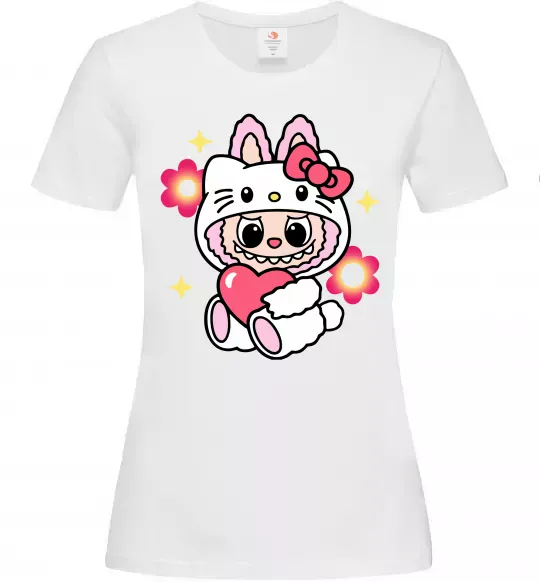 Женская футболка Labubu Hello Kitty Белый фото
