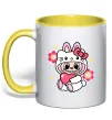 Чашка з кольоровою ручкою Labubu Hello Kitty Лимонний фото