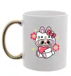 Чашка з кольоровою ручкою Labubu Hello Kitty Золото фото