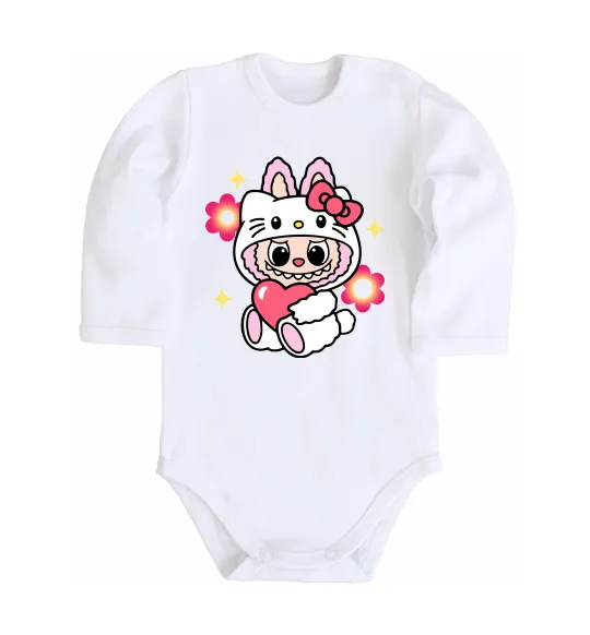 Дитячий бодік Labubu Hello Kitty Білий фото
