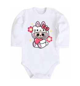 Дитячий бодік Labubu Hello Kitty Білий фото