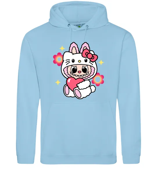 Чоловіча толстовка (худі) Labubu Hello Kitty Блакитний фото