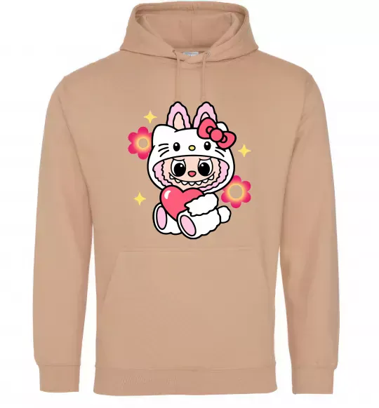 Женская толстовка (худи) Labubu Hello Kitty Песочный фото